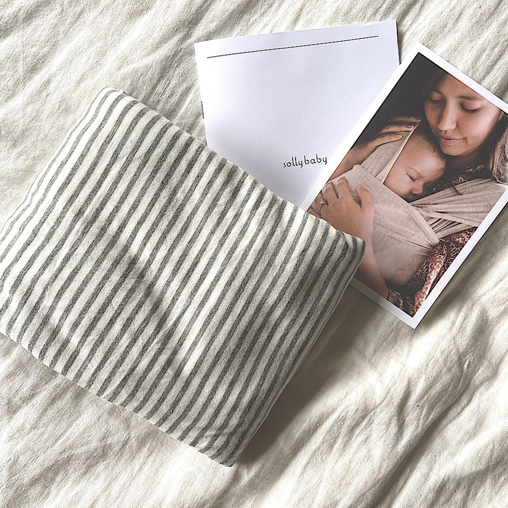 Solly wrap in natural & grey stripe like new